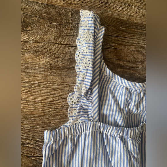 GIRLS blue and white striped romper - Picture 7 of 8